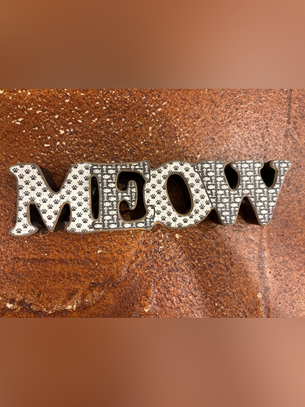 3/$15 SALE Black and White MEOW Paw Print Wall Accent